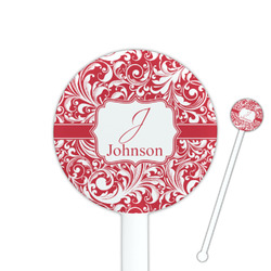 Swirl 5.5" Round Plastic Stir Sticks - White - Single Sided (Personalized)