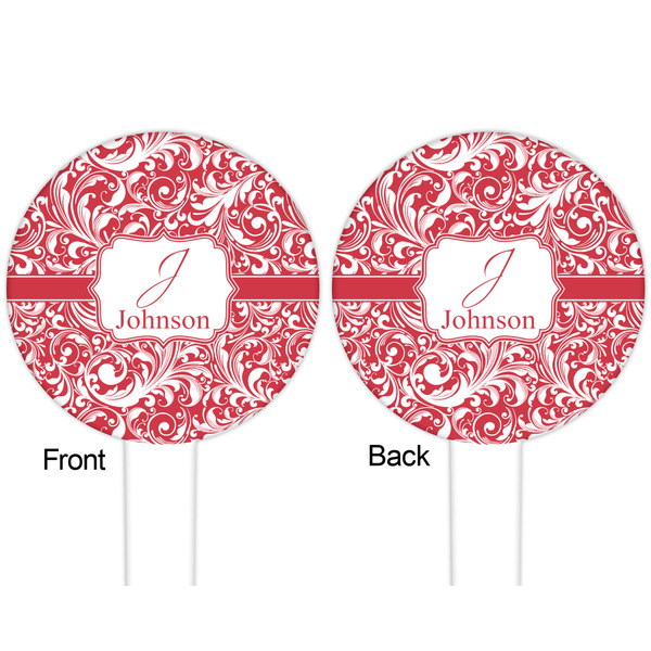 Swirl White Plastic 6" Food Pick - Round - Double Sided - Front & Back