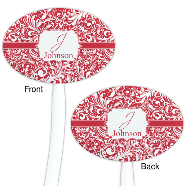Swirl White Plastic 7" Stir Stick - Double Sided - Oval - Front & Back