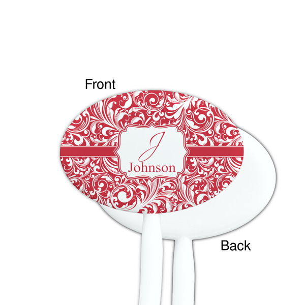 Swirl White Plastic 7" Stir Stick - Single Sided - Oval - Front & Back