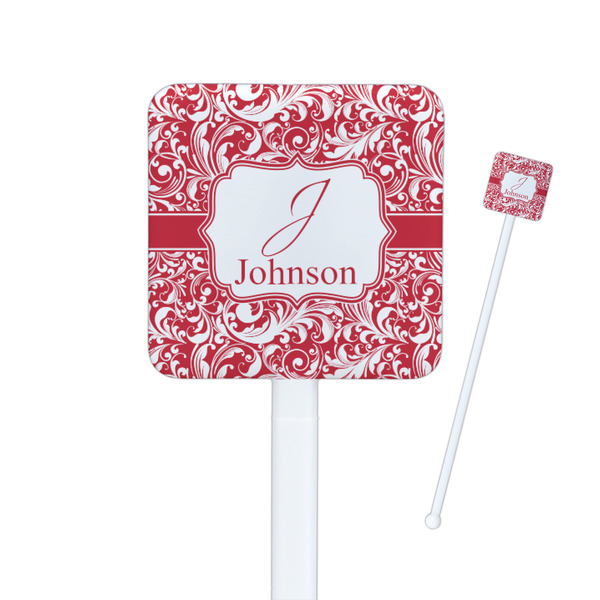 Custom Swirl Square Plastic Stir Sticks (Personalized)