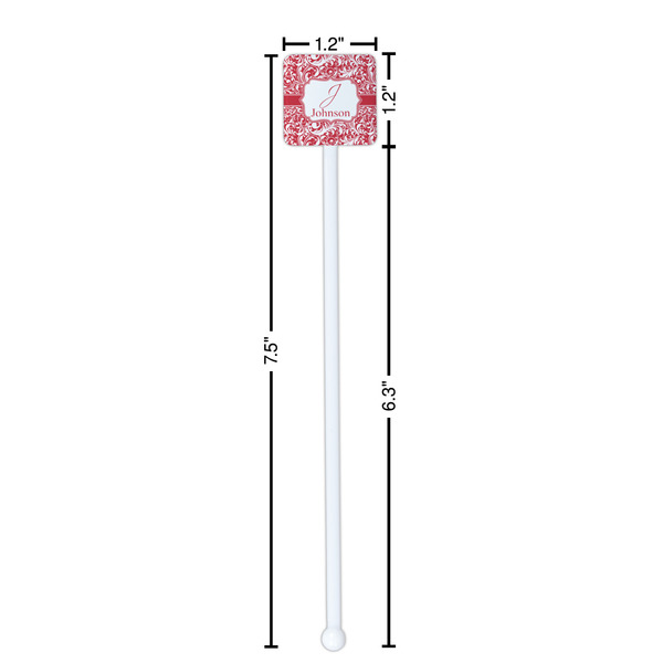 Swirl White Plastic Stir Stick - Square - Dimensions