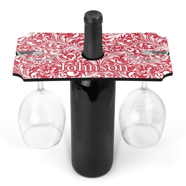 Custom Swirl Wine Bottle & Glass Holder (Personalized)