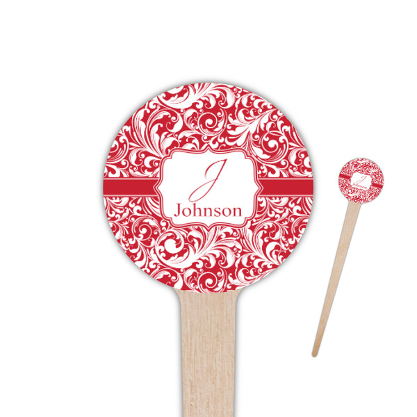 Custom Swirl 4" Round Wooden Food Picks - Double Sided (Personalized)