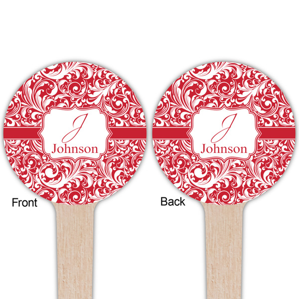 Swirl Wooden 4" Food Pick - Round - Double Sided - Front & Back