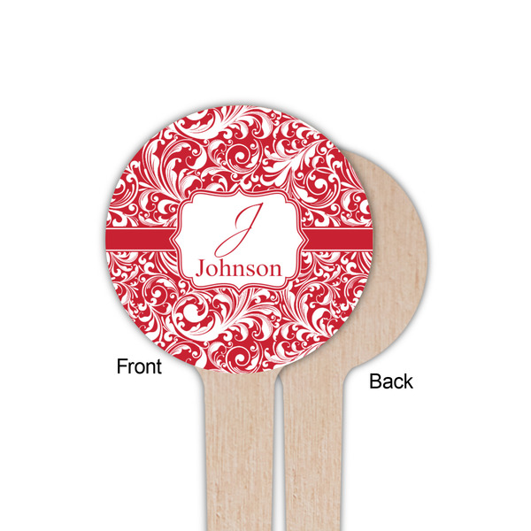 Swirl Wooden 4" Food Pick - Round - Single Sided - Front & Back