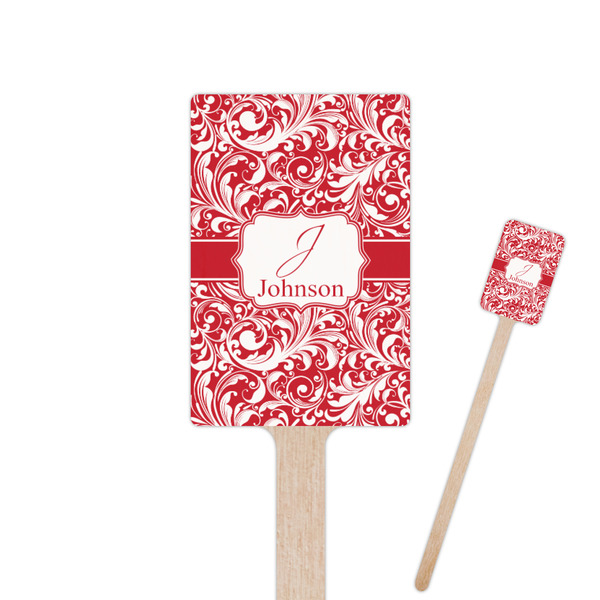 Custom Swirl 6.25" Rectangle Wooden Stir Sticks - Single Sided (Personalized)