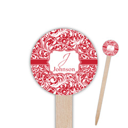 Swirl 6" Round Wooden Food Picks - Single Sided (Personalized)