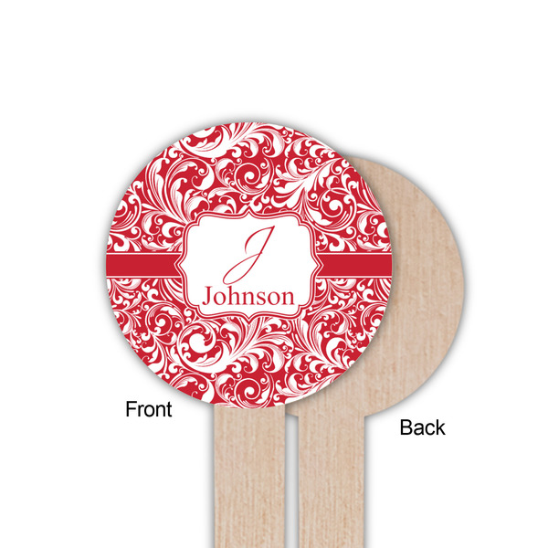 Swirl Wooden 6" Food Pick - Round - Single Sided - Front & Back
