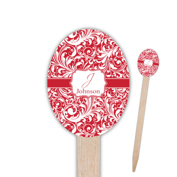 Custom Swirl Oval Wooden Food Picks (Personalized)