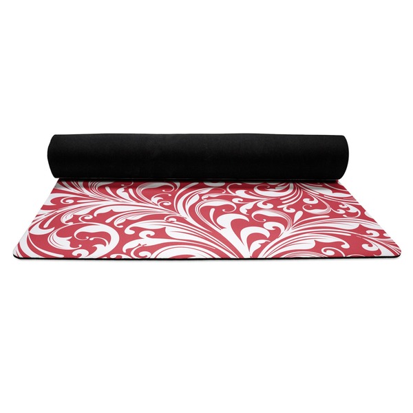Swirl Yoga Mat Rolled up Black Rubber Backing