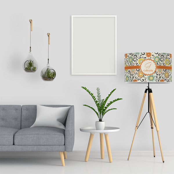 Swirls & Floral 12" Drum Lampshade - LIFESTYLE
