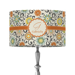 Swirls & Floral 12" Drum Lamp Shade - Fabric (Personalized)