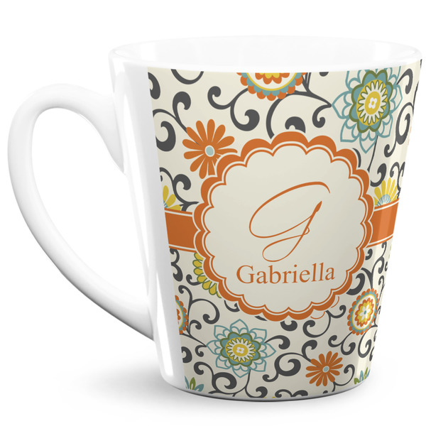 Custom Swirls & Floral 12 Oz Latte Mug (Personalized)