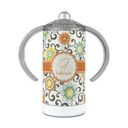 Swirls & Floral 12 oz Stainless Steel Sippy Cup (Personalized)