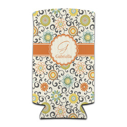 Swirls & Floral Can Cooler (tall 12 oz) (Personalized)