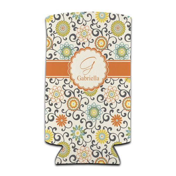 Custom Swirls & Floral Can Cooler (tall 12 oz) (Personalized)