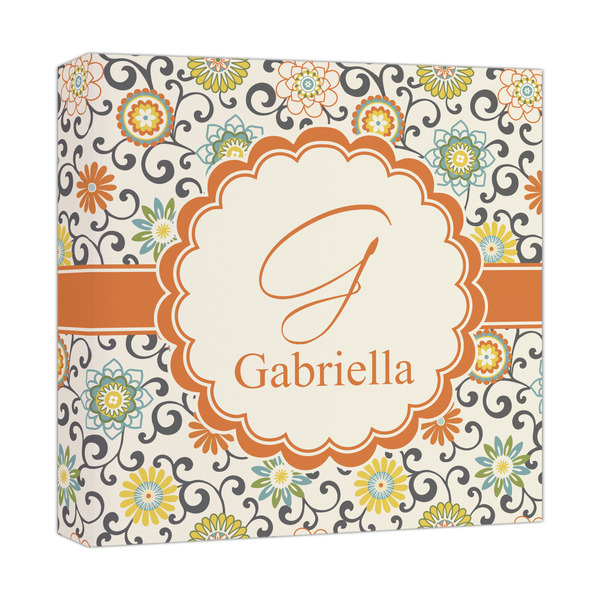 Custom Swirls & Floral Canvas Print - 12x12 (Personalized)