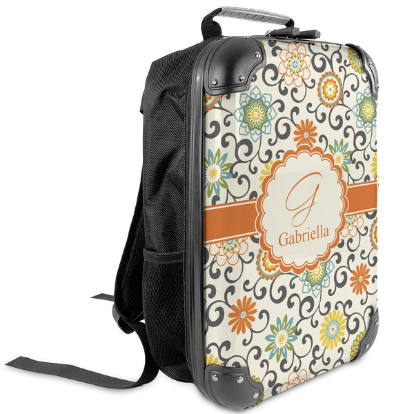 Custom Swirls & Floral Kids Hard Shell Backpack (Personalized)