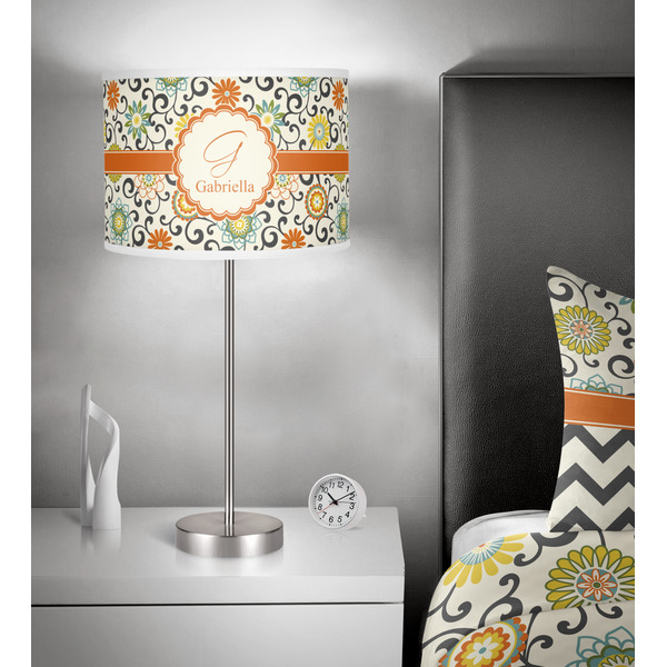 Swirls & Floral 13 inch drum lamp shade - in room
