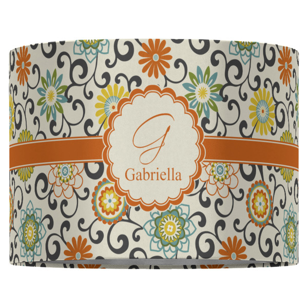 Swirls & Floral 16" Drum Lampshade - FRONT (Fabric)