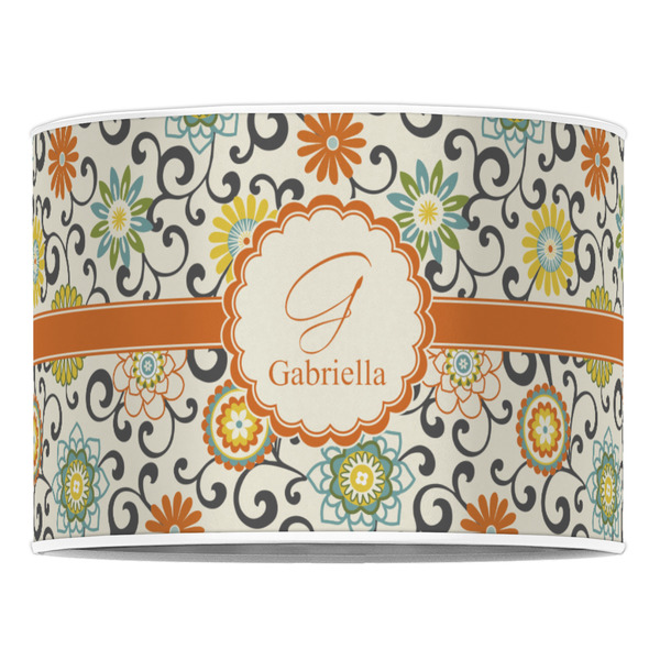 Swirls & Floral 16" Drum Lampshade - FRONT (Poly Film)