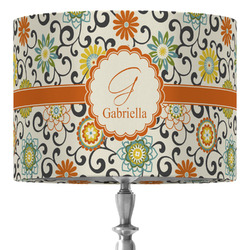 Swirls & Floral 16" Drum Lamp Shade - Fabric (Personalized)