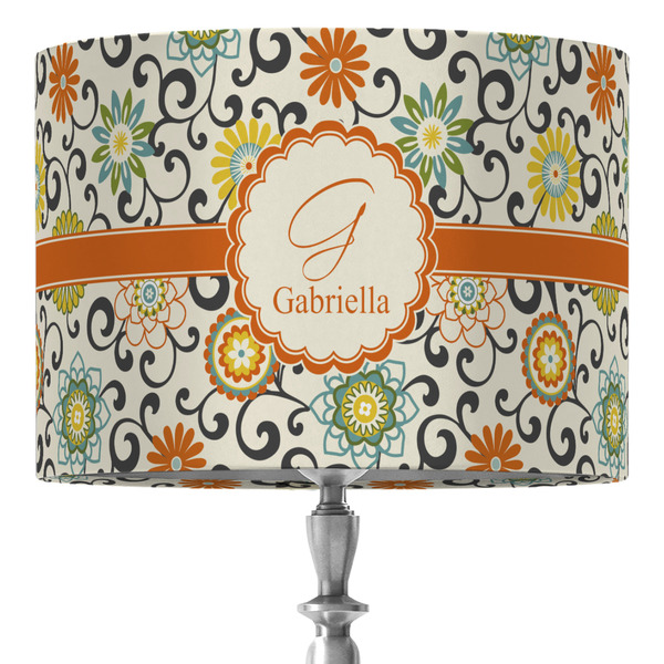 Custom Swirls & Floral 16" Drum Lamp Shade - Fabric (Personalized)