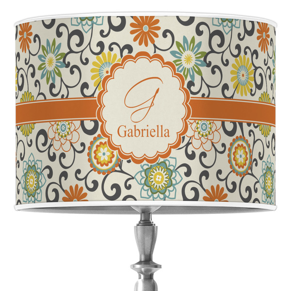 Custom Swirls & Floral 16" Drum Lamp Shade - Poly-film (Personalized)
