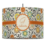 Swirls & Floral Drum Pendant Lamp (Personalized)