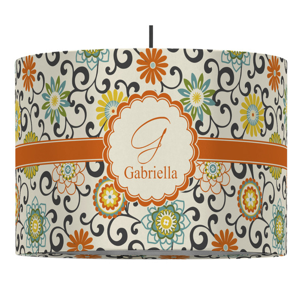 Custom Swirls & Floral Drum Pendant Lamp (Personalized)
