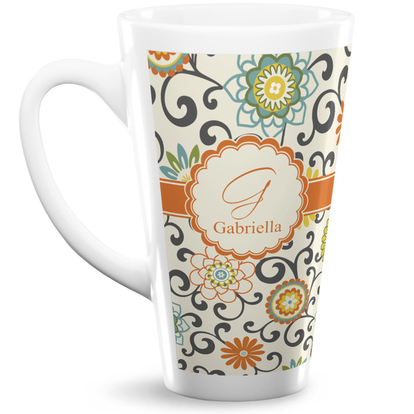 Custom Swirls & Floral Latte Mug (Personalized)