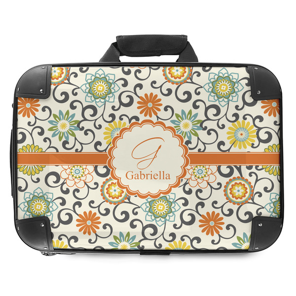 Custom Swirls & Floral Hard Shell Briefcase - 18" (Personalized)