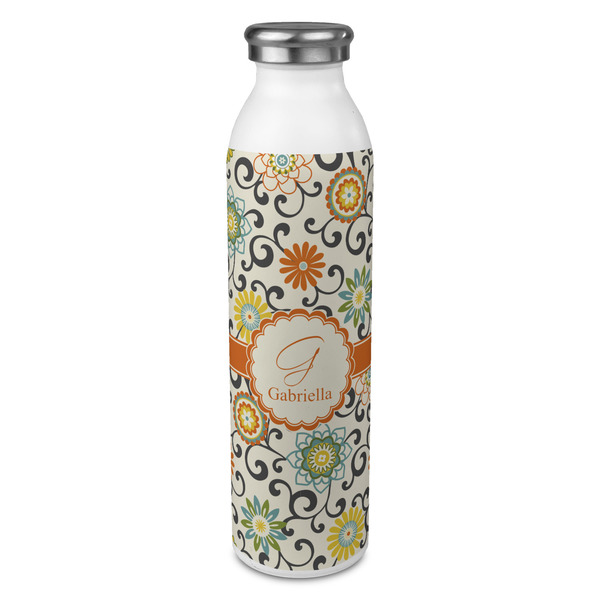 Custom Swirls & Floral 20oz Stainless Steel Water Bottle - Full Print (Personalized)