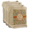 Swirls & Floral 3 Reusable Cotton Grocery Bags - Front View