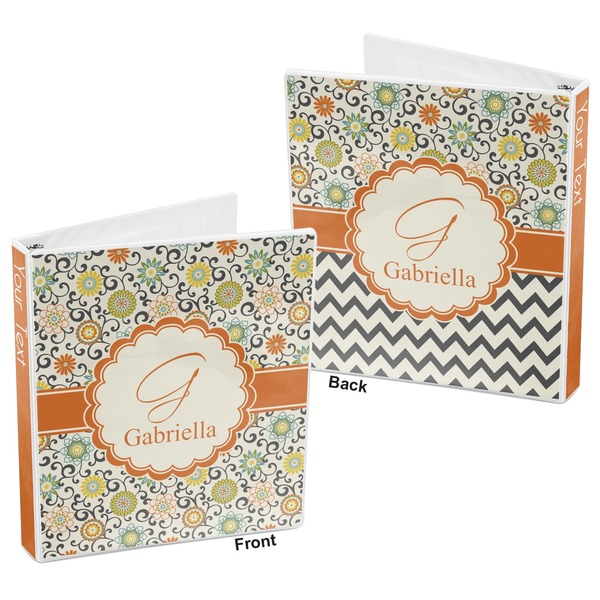 Swirls & Floral 3-Ring Binder Front and Back