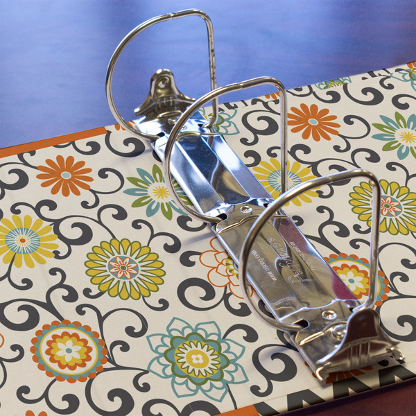 Swirls & Floral 3 Ring Binders - Full Wrap - 3" - DETAIL