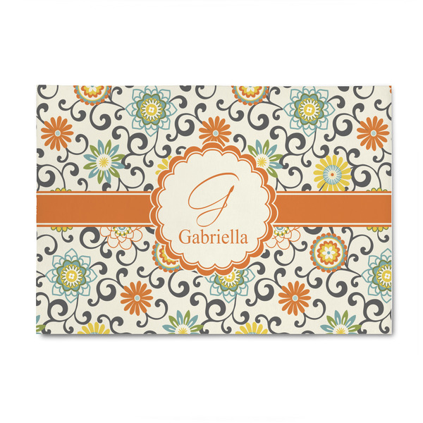 Custom Swirls & Floral 4' x 6' Indoor Area Rug (Personalized)