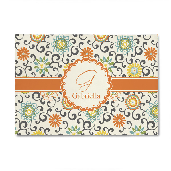 Custom Swirls & Floral 4' x 6' Patio Rug (Personalized)