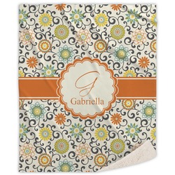 Swirls & Floral Sherpa Throw Blanket (Personalized)