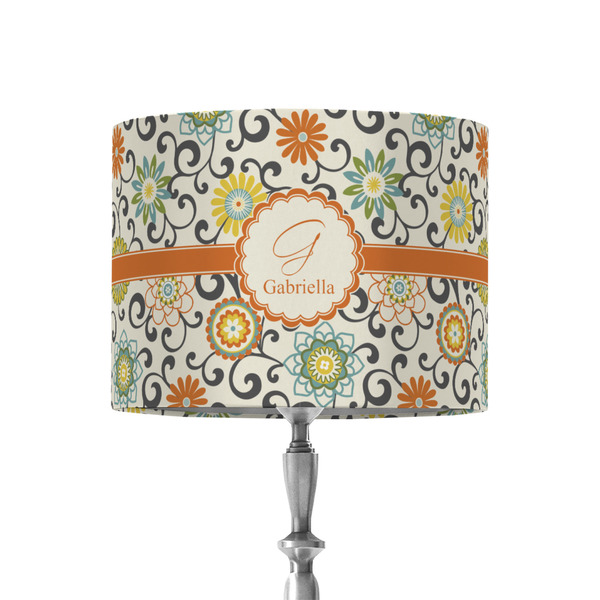 Custom Swirls & Floral 8" Drum Lamp Shade - Fabric (Personalized)