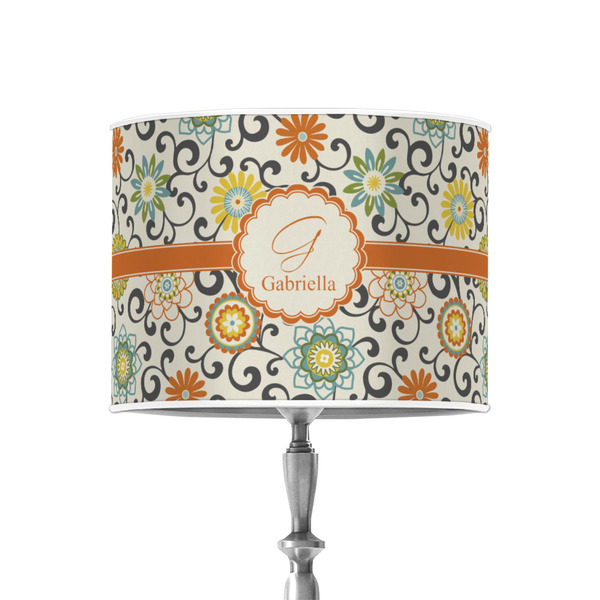 Swirls & Floral 8" Drum Lampshade - ON STAND (Poly Film)