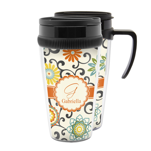 Custom Swirls & Floral Acrylic Travel Mug (Personalized)