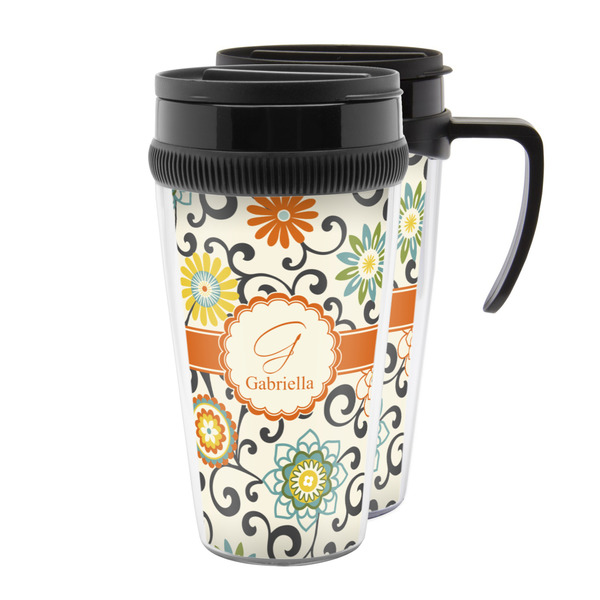 Custom Swirls & Floral Acrylic Travel Mug (Personalized)