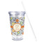 Swirls & Floral Acrylic Tumbler - Full Print - Front straw out