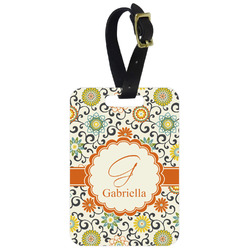 Swirls & Floral Metal Luggage Tag w/ Name and Initial