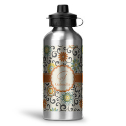 Swirls & Floral Water Bottles - 20 oz - Aluminum (Personalized)