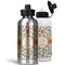 Swirls & Floral Aluminum Water Bottles - MAIN (white &silver)