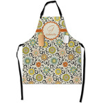 Swirls & Floral Apron With Pockets w/ Name and Initial