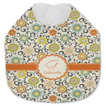 Swirls & Floral Jersey Knit Baby Bib w/ Name and Initial